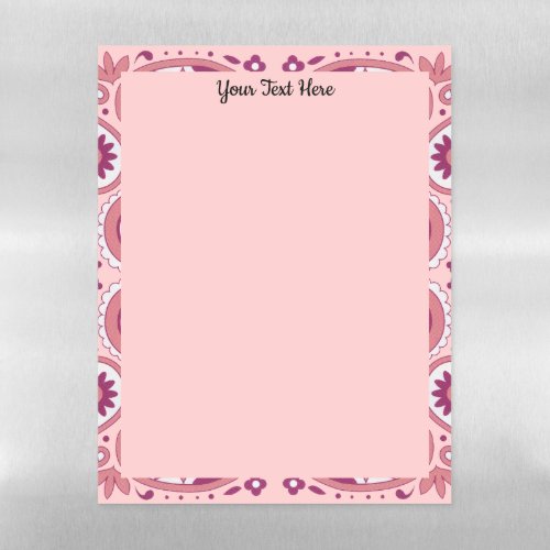 Abstract Pink Paisley Pattern Flowers Scallop Edge Magnetic Dry Erase Sheet