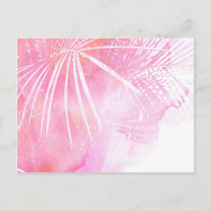 Abstract Pink Palm Tree Leaves Design Postcard