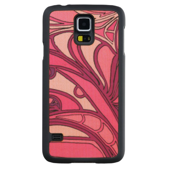 Abstract Pink Panel Painting Carved Maple Galaxy S5 Slim Case (Back)