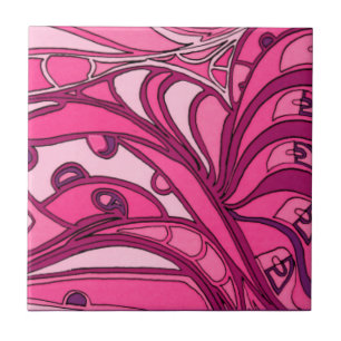 Abstract Pink Panel Painting Ceramic Tile