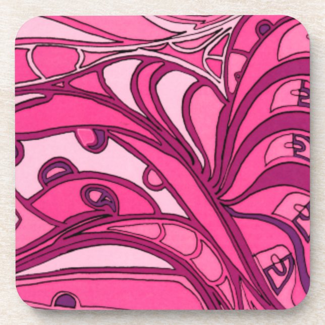 Abstract Pink Panel Painting Coaster (Front)