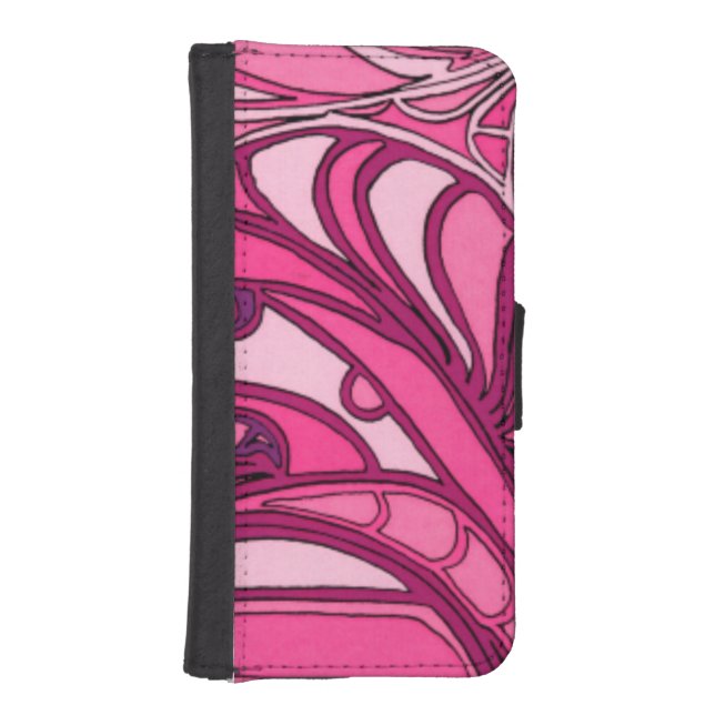 Abstract Pink Panel Painting iPhone Wallet Case (Front)