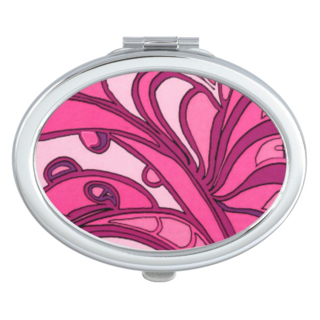 Abstract Pink Panel Painting Mirror For Makeup (Front)