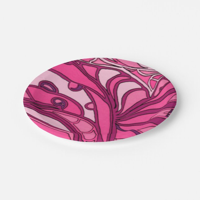 Abstract Pink Panel Painting Paper Plates (Angled)