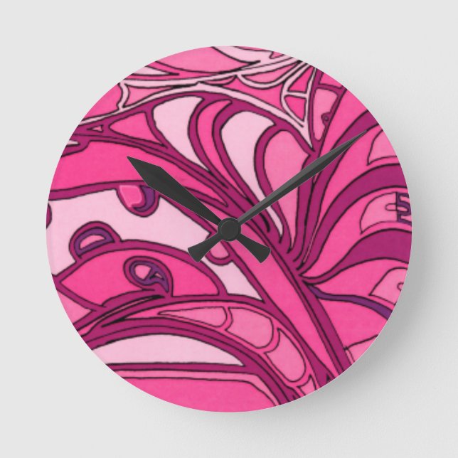 Abstract Pink Panel Painting Round Clock (Front)