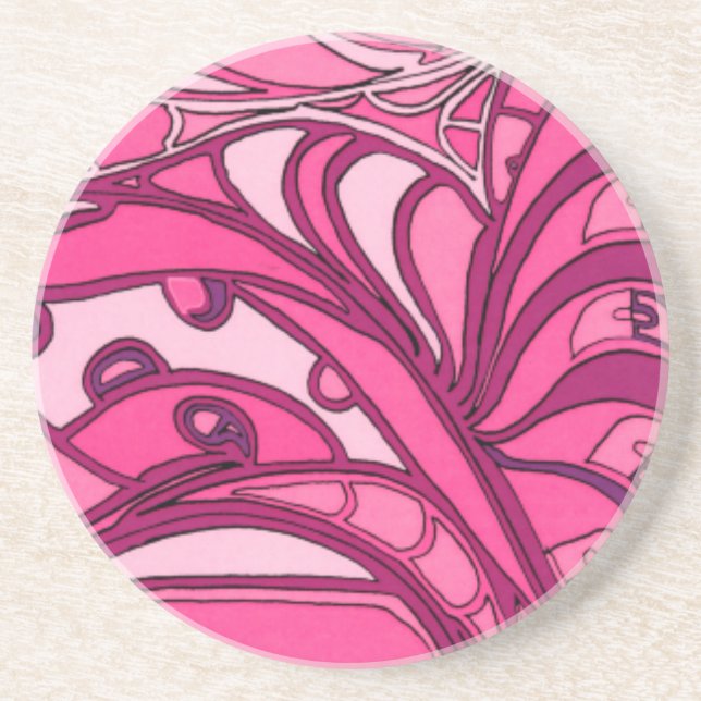 Abstract Pink Panel Painting Sandstone Coaster (Front)