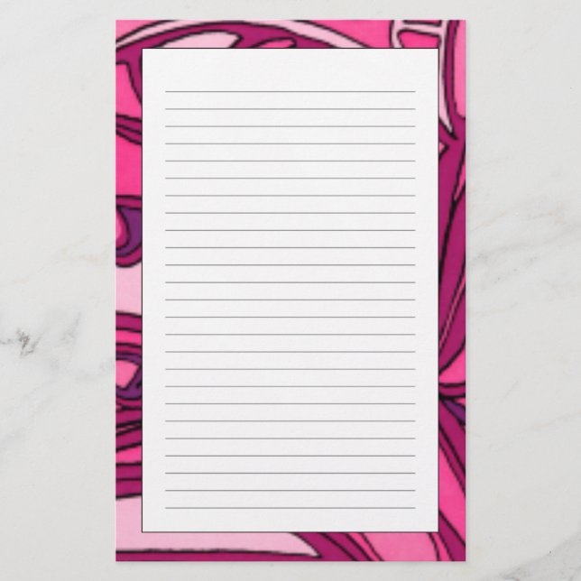 Abstract Pink Panel Painting Stationery (Front)