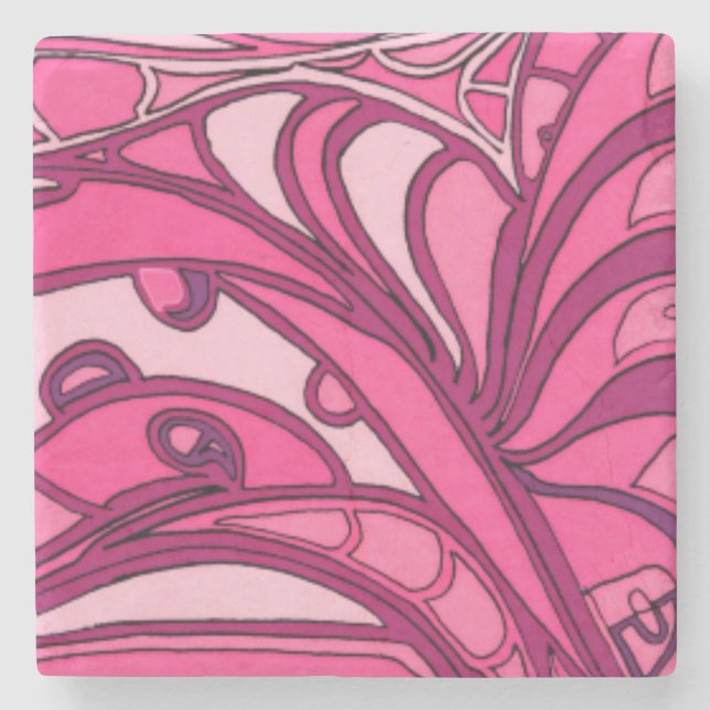 Abstract Pink Panel Painting Stone Coaster (Front)