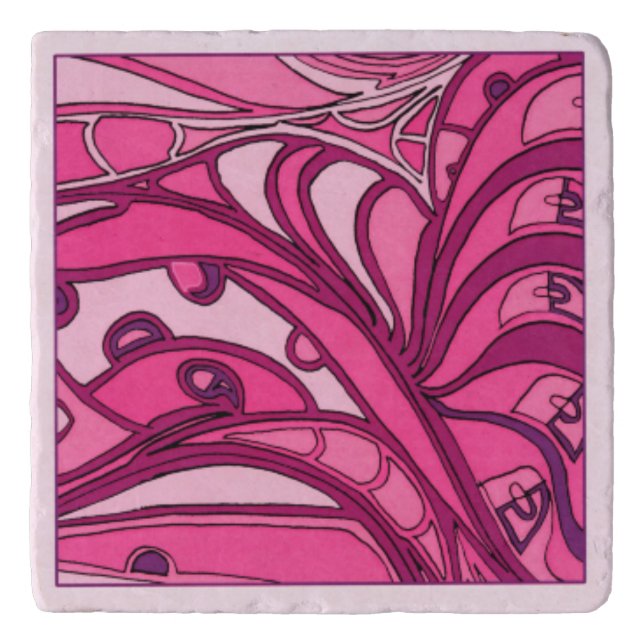 Abstract Pink Panel Painting Trivet (Front)