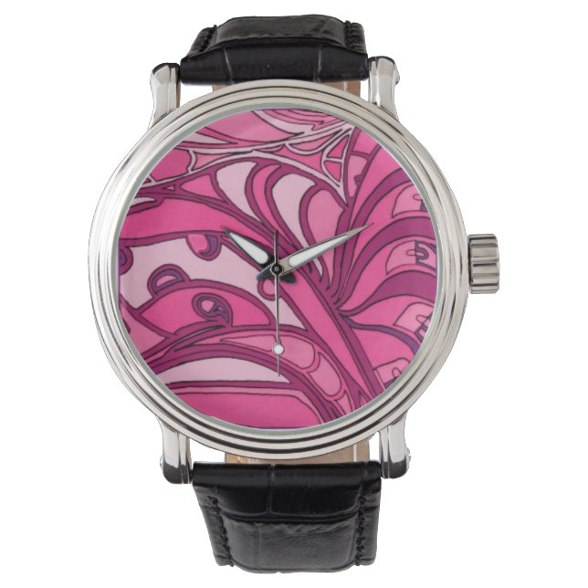 Abstract Pink Panel Painting Watch (Front)