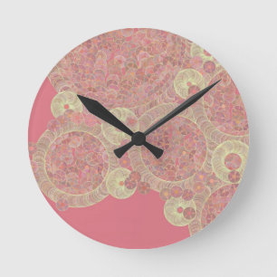 abstract pink pattern floral color personalize art round clock