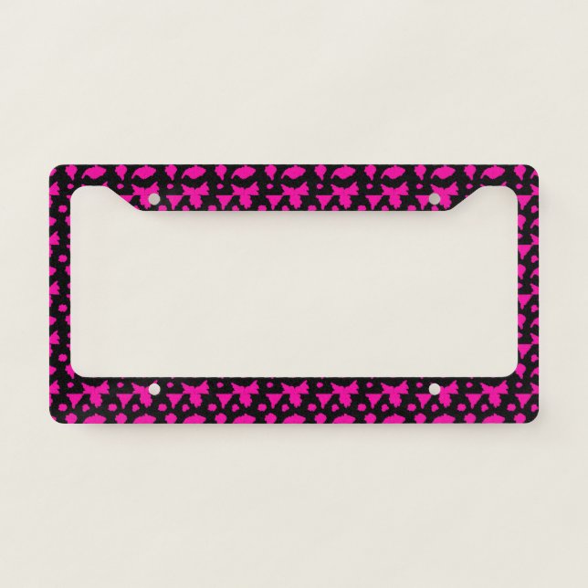 Abstract Pink Pattern License Plate Frame (Front)