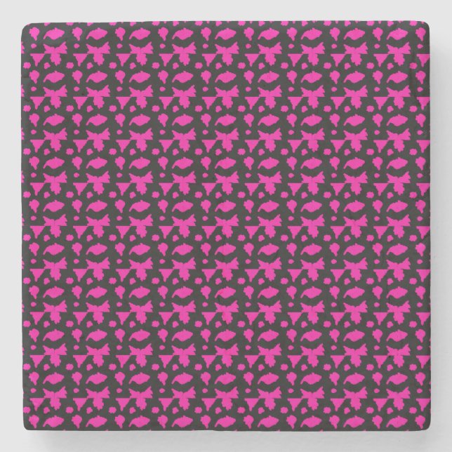 Abstract Pink Pattern Stone Coaster (Front)