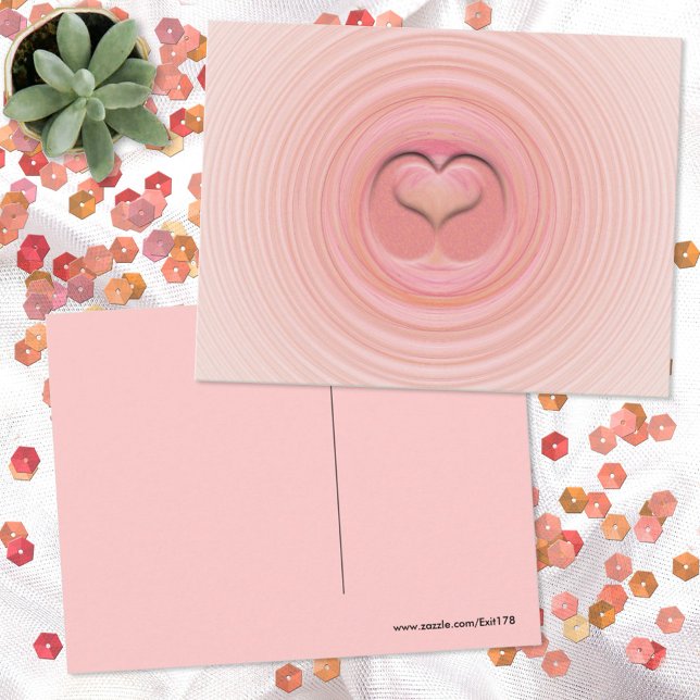 Abstract Pink Peach Spiral Heart Front Blank Back Postcard (Creator Uploaded)