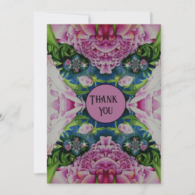 Abstract pink peony floral watercolor painting invitation (Front)