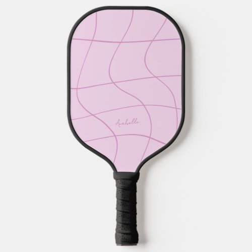 Abstract Pink Plaid Custom Girl Name Personalized Pickleball Paddle