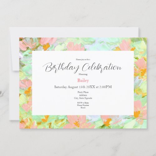 Abstract Pink Poppies Invitation