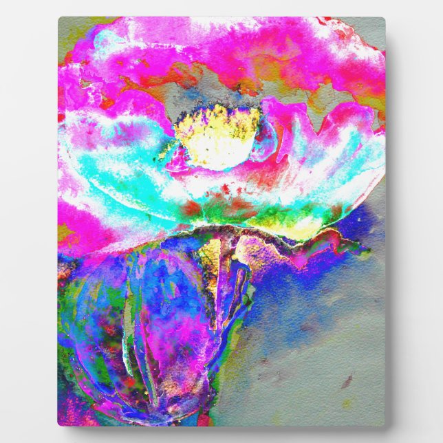 Abstract Pink  Poppy, watercolor floral painting Plaque (Front)