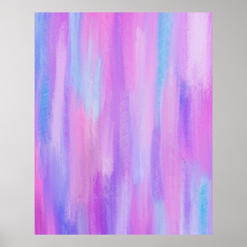 Abstract Pink Purple and Turquoise Paint Strokes Poster
