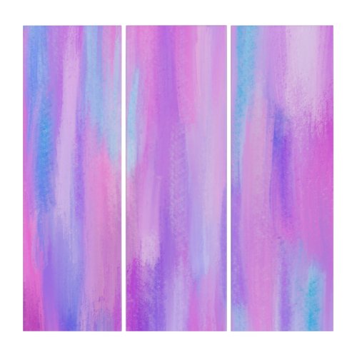 Abstract Pink Purple and Turquoise Paint Strokes Triptych