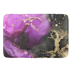 Abstract Pink Purple Black Gold  Bath Mat