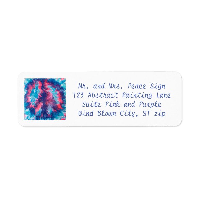 Abstract Pink Purple Blends Peace Sign Address Label (Front)