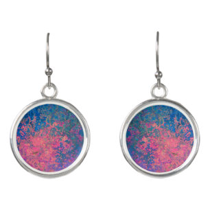 Abstract, Pink, Purple & Blue, Alcohol Ink Earrings