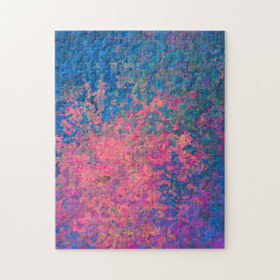 Abstract, Pink, Purple & Blue, Alcohol Ink Jigsaw Puzzle