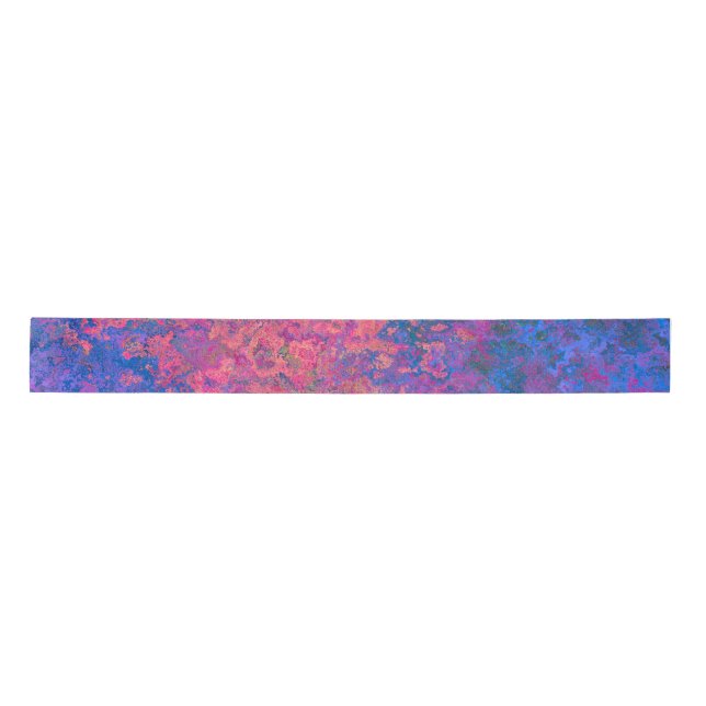 Abstract, Pink, Purple & Blue, Alcohol Ink Satin Ribbon (Front)