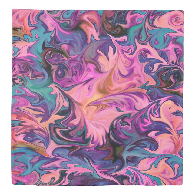 Abstract Pink Purple Blue Marble Design Duvet Cover (Front)
