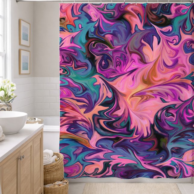 Abstract Pink Purple Blue Marble Design Shower Curtain (Creator Uploaded)