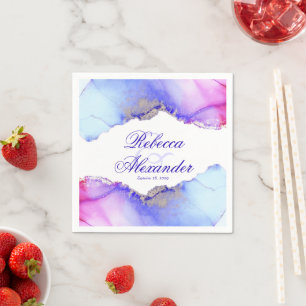 Abstract Pink Purple Blue Wedding Napkins