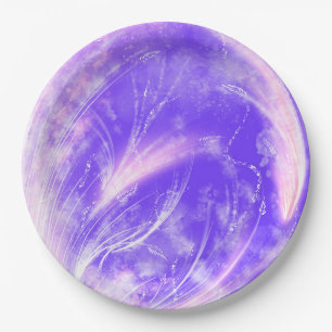 Abstract Pink purple Dandelions and fireflies  Paper Plates