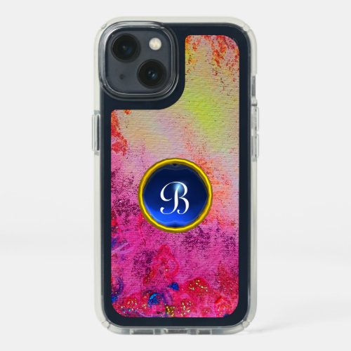 ABSTRACT PINK PURPLE FLORAL BLUE GEM MONOGRAM  SPECK iPhone 13 CASE