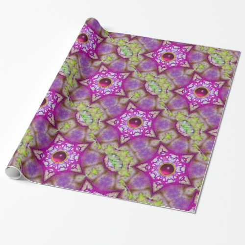 ABSTRACT PINK PURPLE FUCHSIA STARS WITH GEMS WRAPPING PAPER
