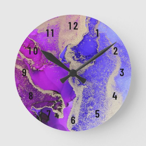 Abstract Pink Purple Gold Large Clock