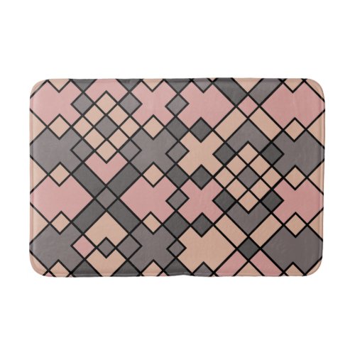 Abstract pink purple grey geometric art bath mat