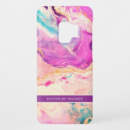 Abstract Pink Purple Marble Monogram Art Swirl Case_Mate Samsung Galaxy S9 Case