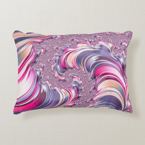 Abstract Pink Purple Spiral Fractal Accent Pillow