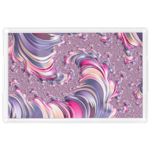 Abstract Pink Purple Spiral Fractal Acrylic Tray