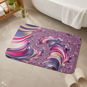 Abstract Pink Purple Spiral Fractal Bath Mat