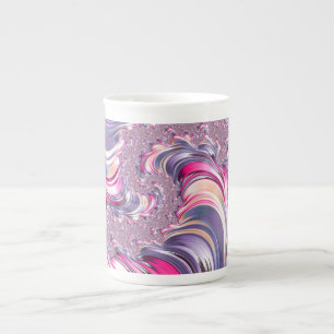 Abstract Pink Purple Spiral Fractal Bone China Mug