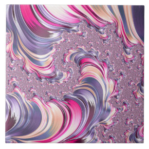 Abstract Pink Purple Spiral Fractal Ceramic Tile