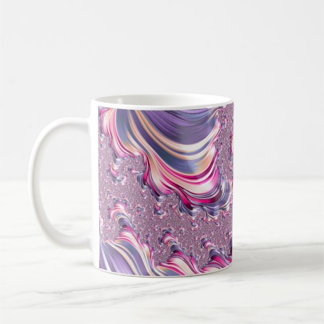 Abstract Pink Purple Spiral Fractal Coffee Mug (Left)