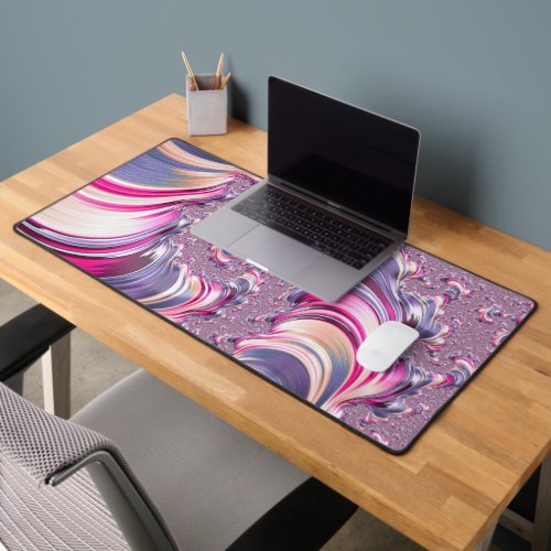 Abstract Pink Purple Spiral Fractal Desk Mat