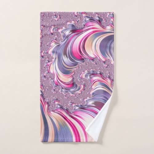 Abstract Pink Purple Spiral Fractal Hand Towel