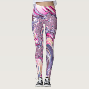 Abstract Pink Purple Spiral Fractal Leggings