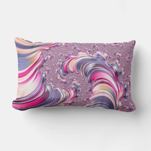 Abstract Pink Purple Spiral Fractal Lumbar Pillow