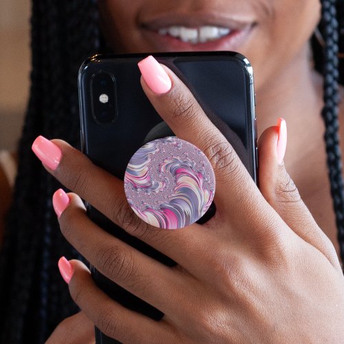 Abstract Pink Purple Spiral Fractal PopSocket