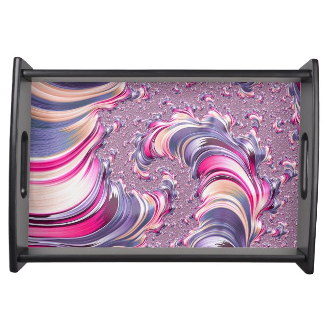 Abstract Pink Purple Spiral Fractal Serving Tray (Front)